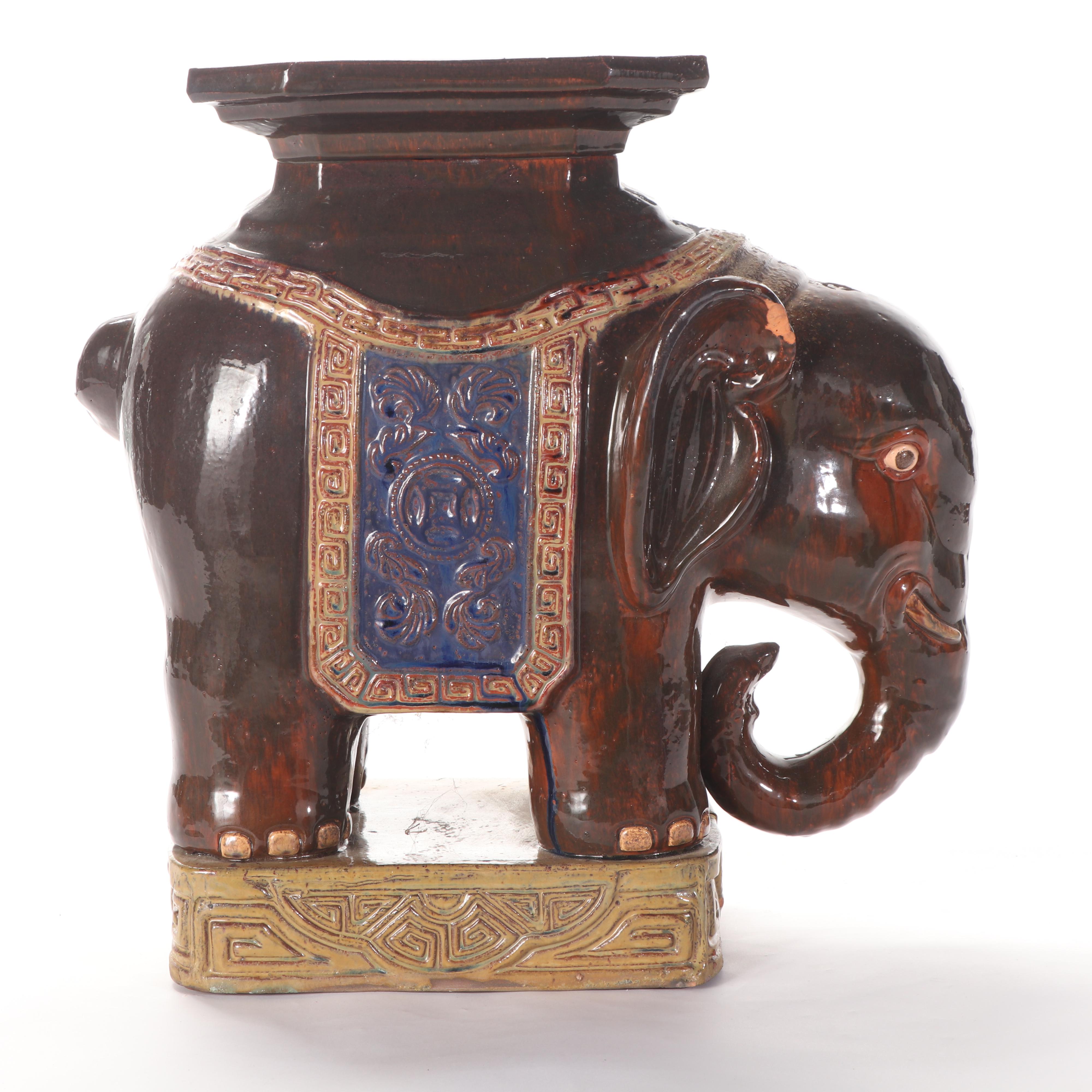 Terracotta Elephant Plant Stand EBTH