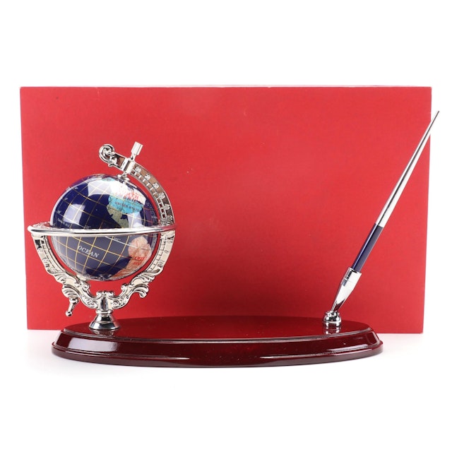 Gemstone Globe High Gloss Desktop Pen Holder with Pen Barnebys