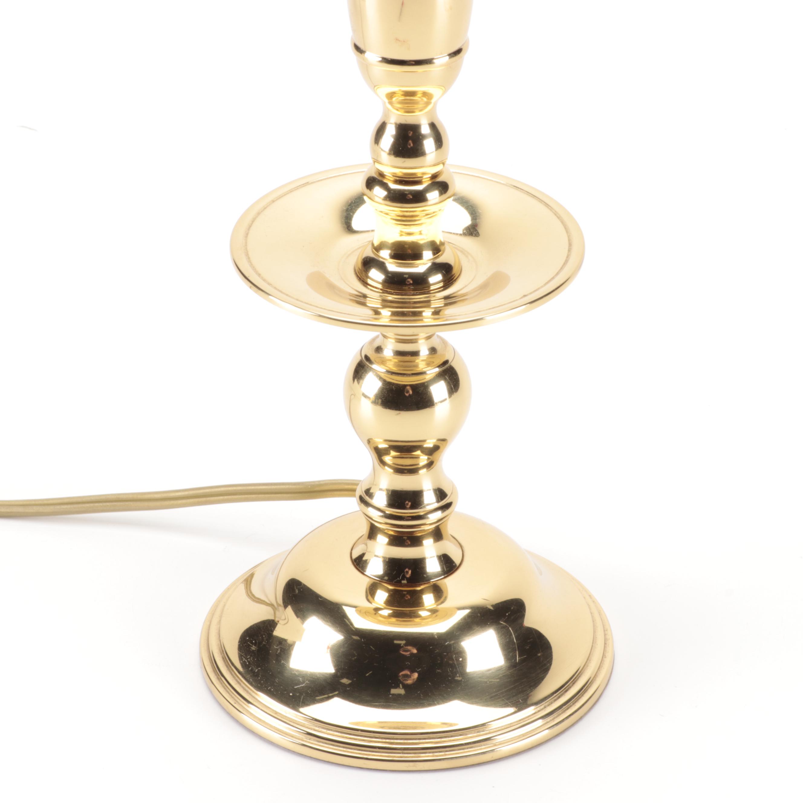 Baldwin Turned Column Brass Candlestick Lamps EBTH