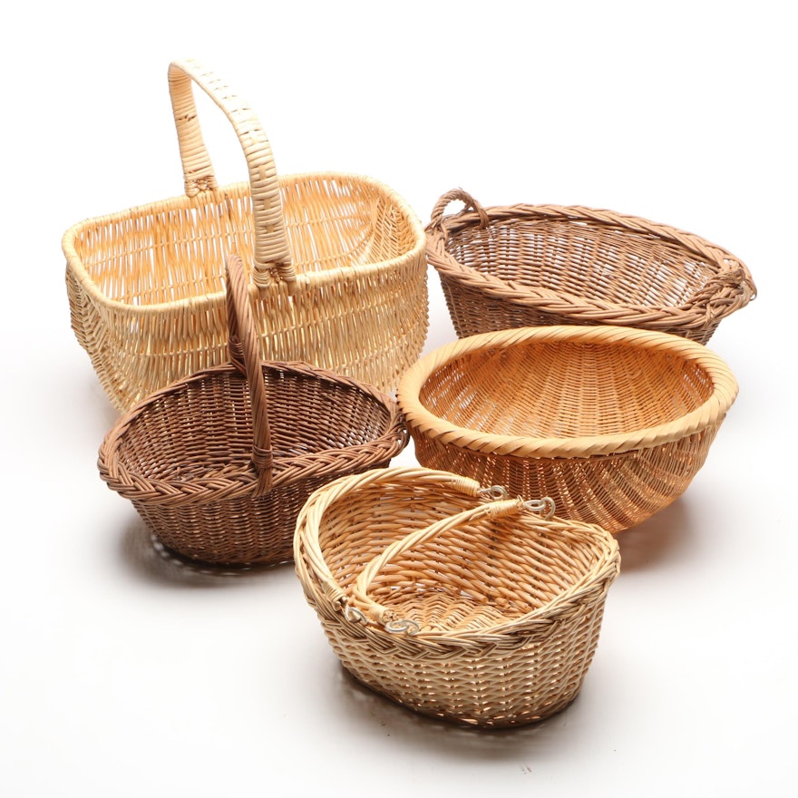 Rattan, Cane and Split Bamboo Wicker Woven Baskets