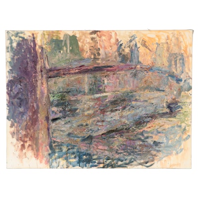 Richard Snyder Impasto Oil Painting of Bridge