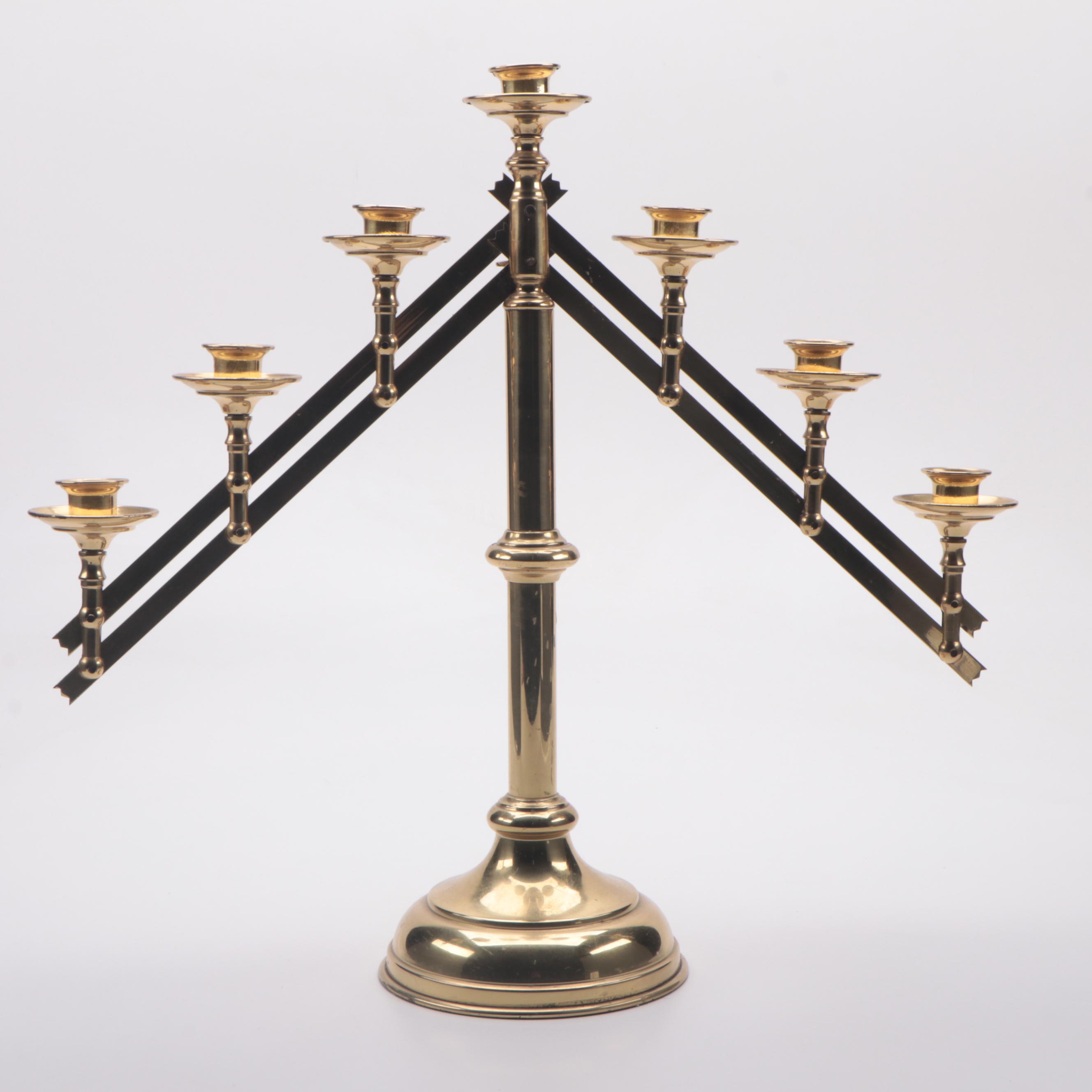 Adjustable Brass Church Altar Candelabra, 20th Century EBTH