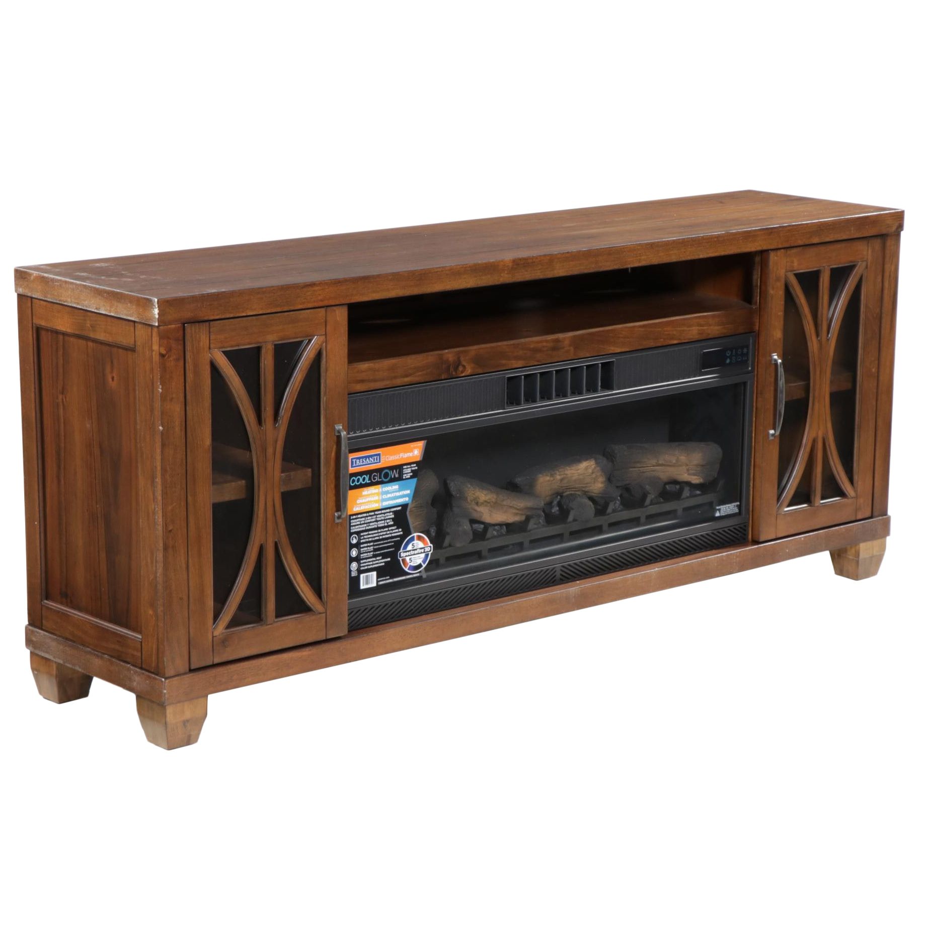 Tresanti TV Console with Cool Glow 2in1 Electric Fireplace and Fan EBTH