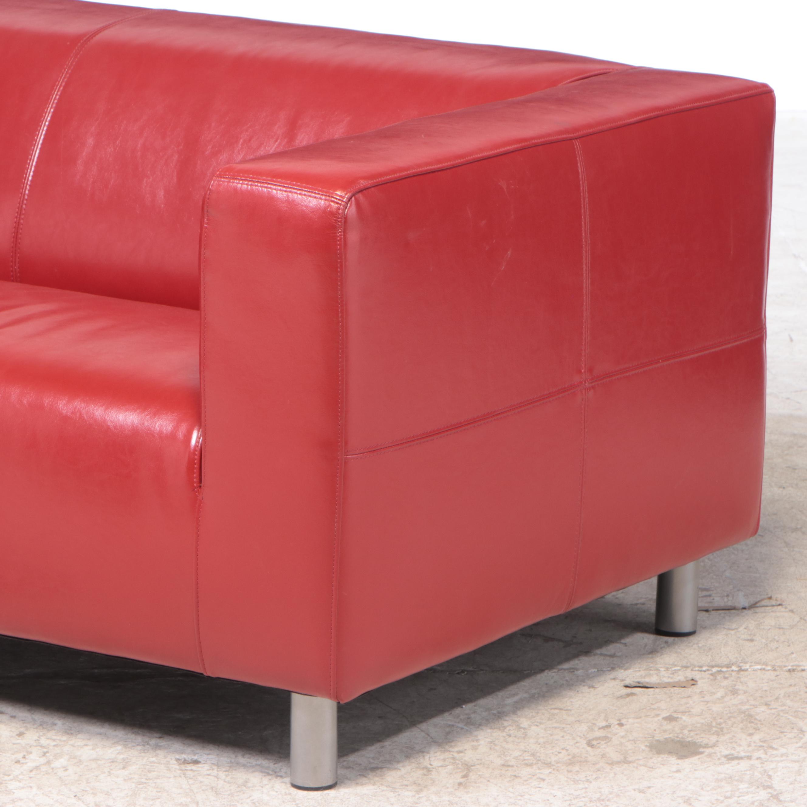Modernist Style Red Bonded Leather Sofa EBTH