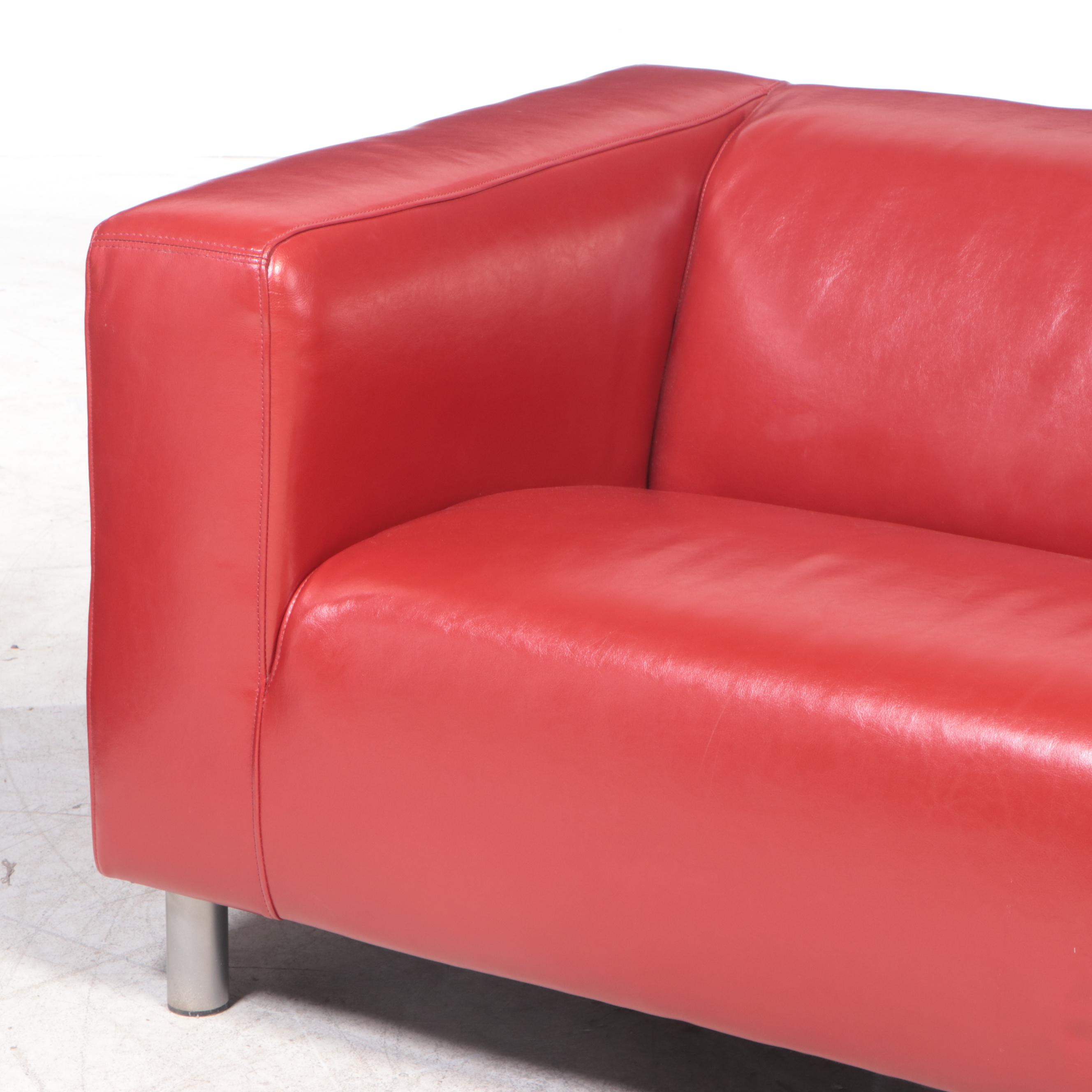 Modernist Style Red Bonded Leather Sofa EBTH