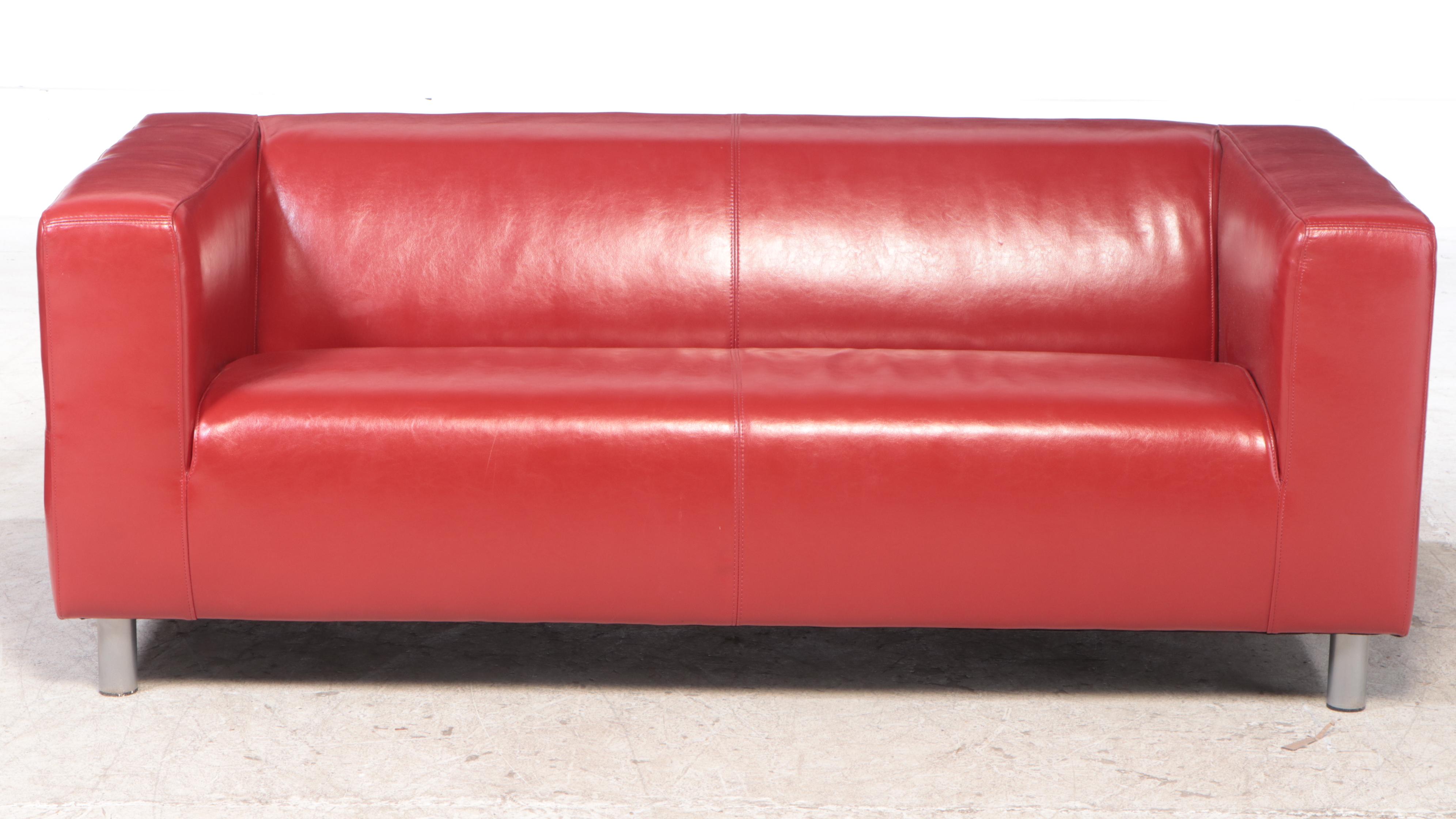 Modernist Style Red Bonded Leather Sofa EBTH