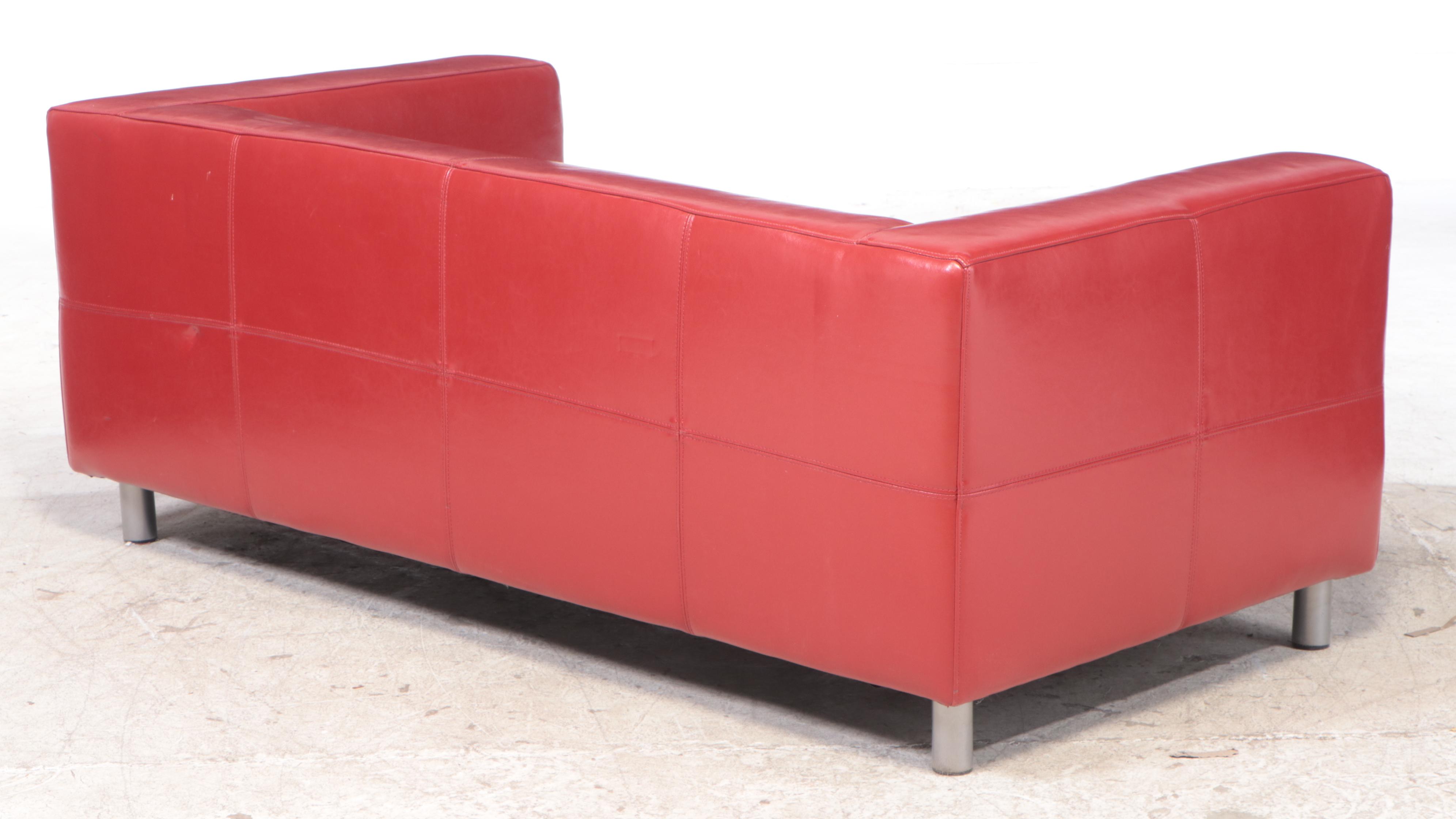 Modernist Style Red Bonded Leather Sofa EBTH