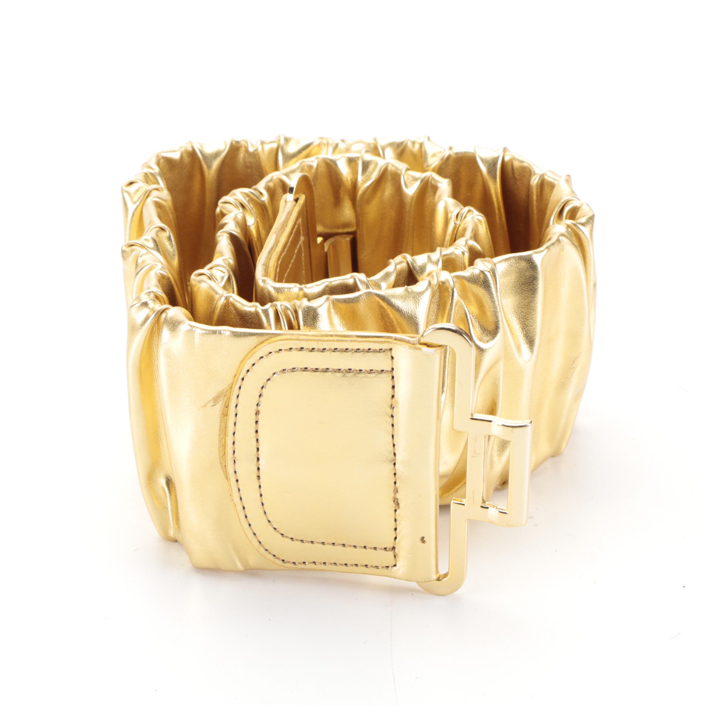 Metallic Oversized Ruched Leather Belt and More EBTH