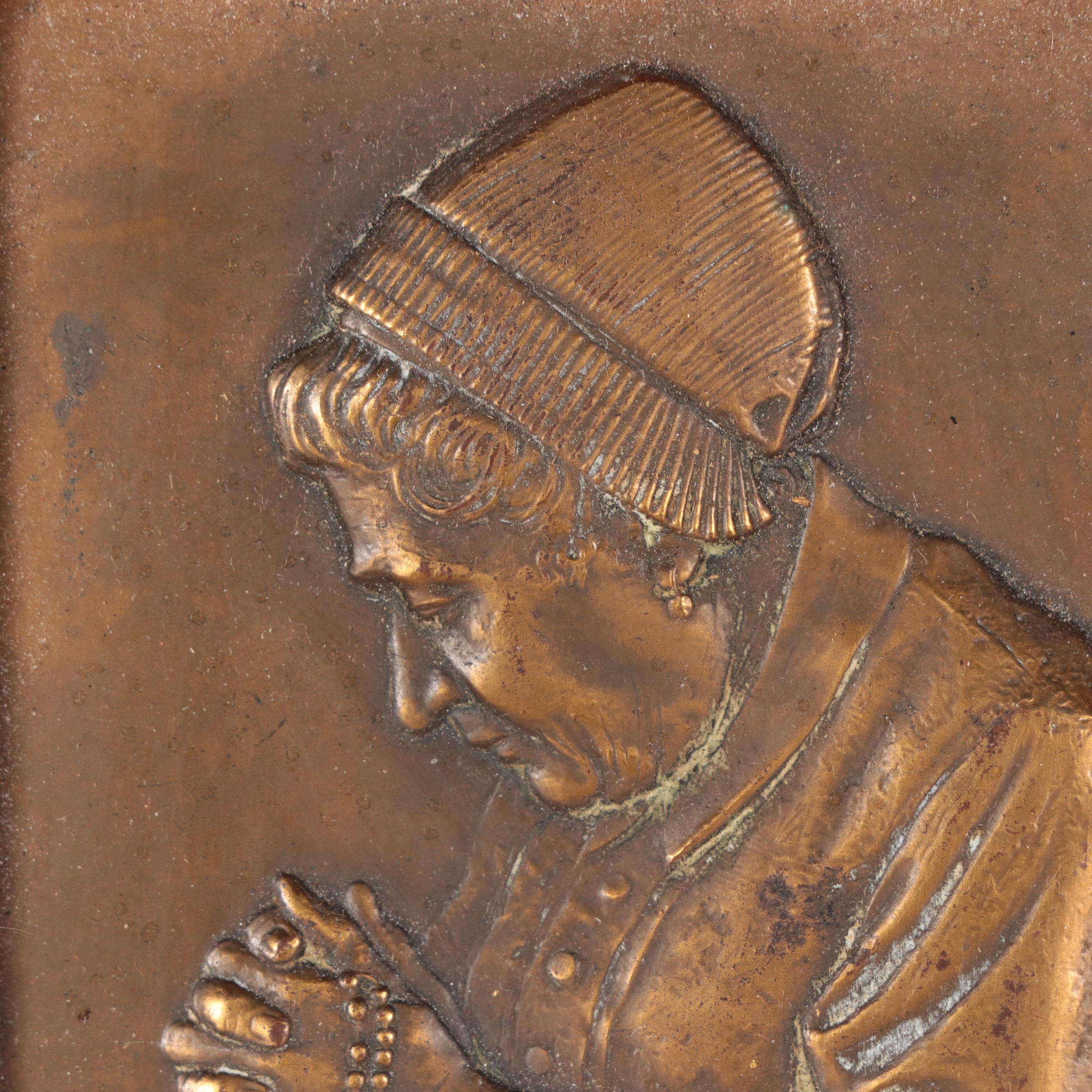 Henri Prud'homme Bronze Medallion "Le Chapelet," 1937 EBTH