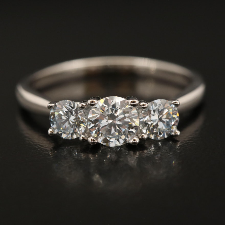 14K Three Stone 0.98 CTW Lab Grown Diamond Ring