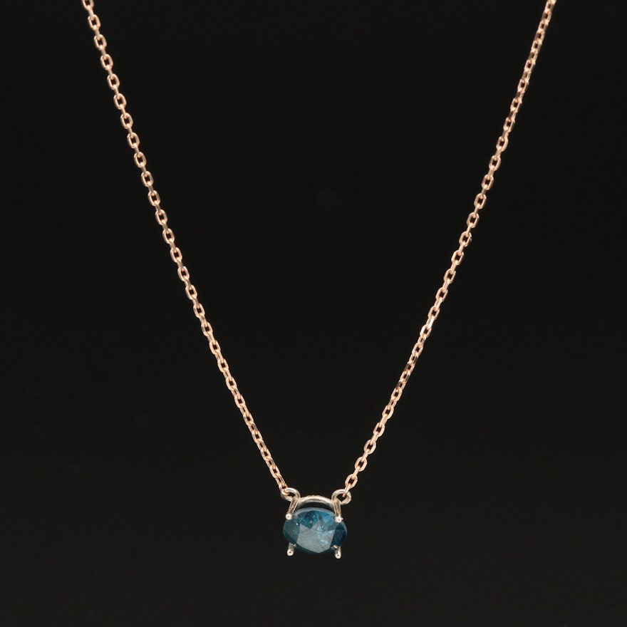 14K Rose Gold 1.02 CT Diamond Pendant Necklace