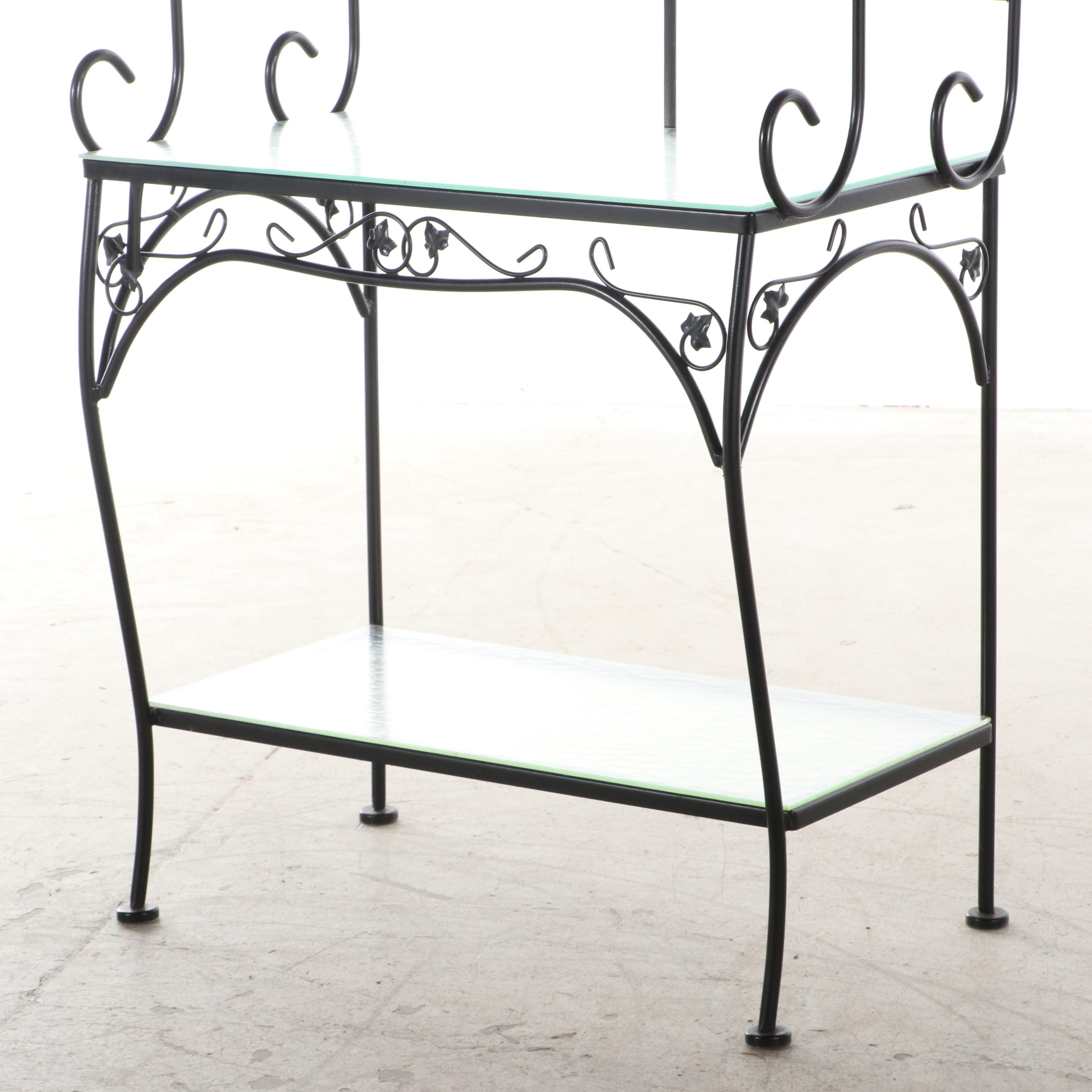 Wrought Iron Shelf with Textured Glass EBTH