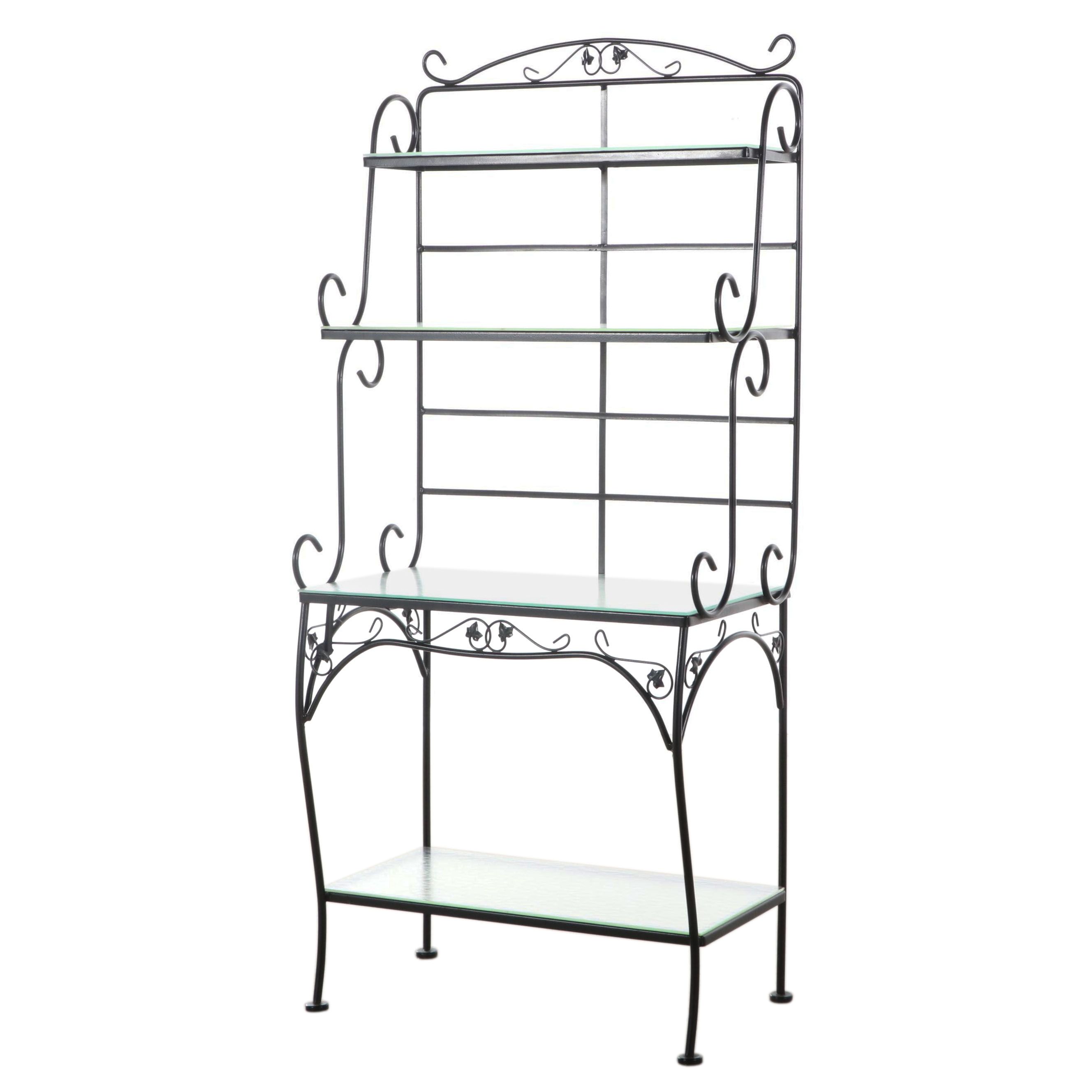 Wrought Iron Shelf with Textured Glass EBTH
