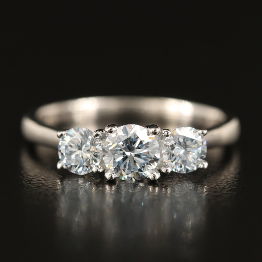 14K 1.00 CTW Lab Grown Diamond Three Stone Ring