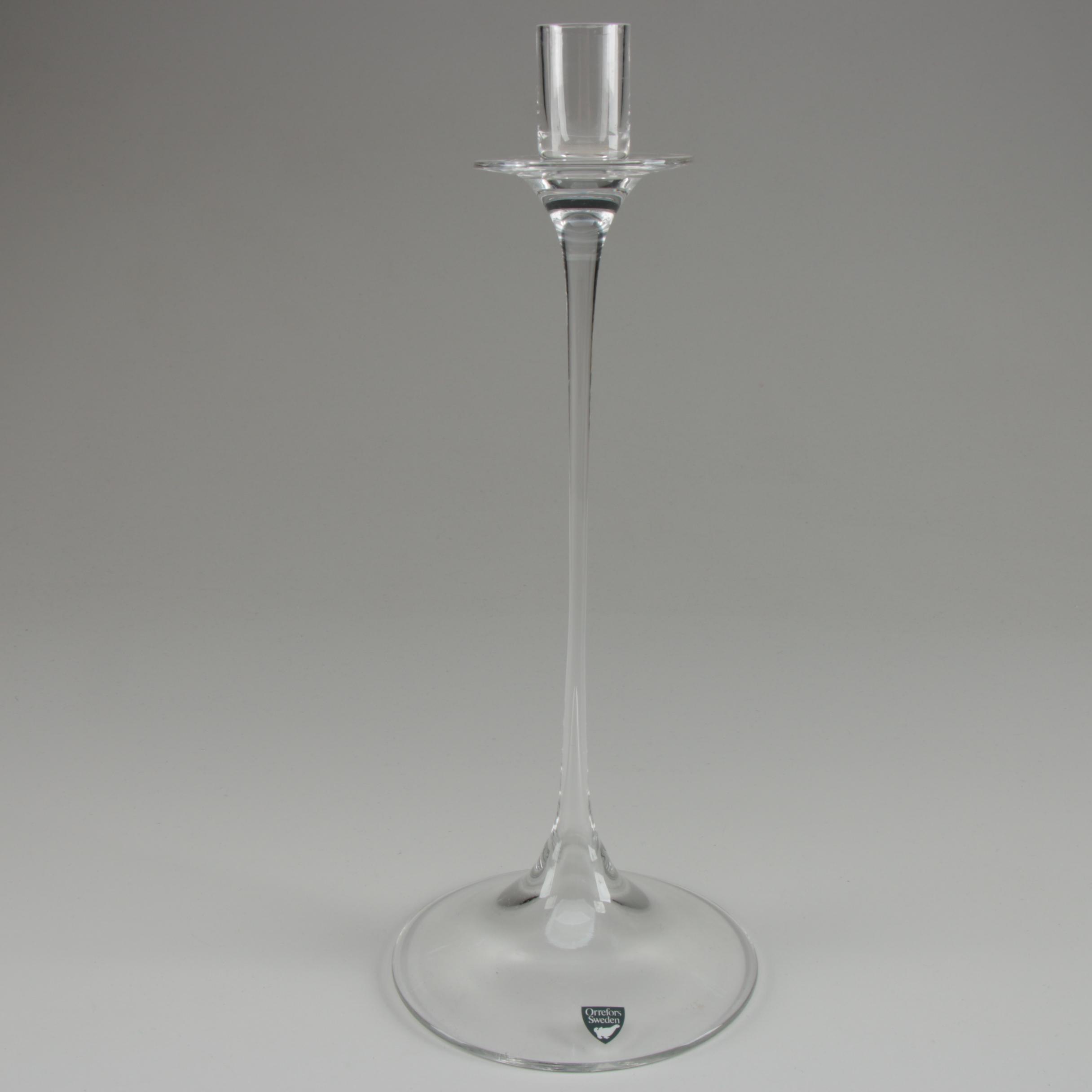 Mid Century Modern Orrefors "Gabriel" Graduated Glass Candlesticks EBTH