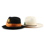 Stetson The Sovereign Black Felt Fedora and 7X Shantung Panama Long Hat