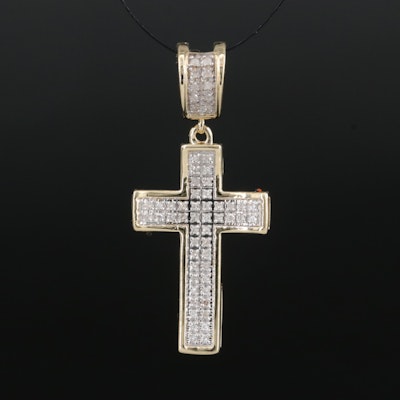 10K Pavé Diamond Cross Pendant