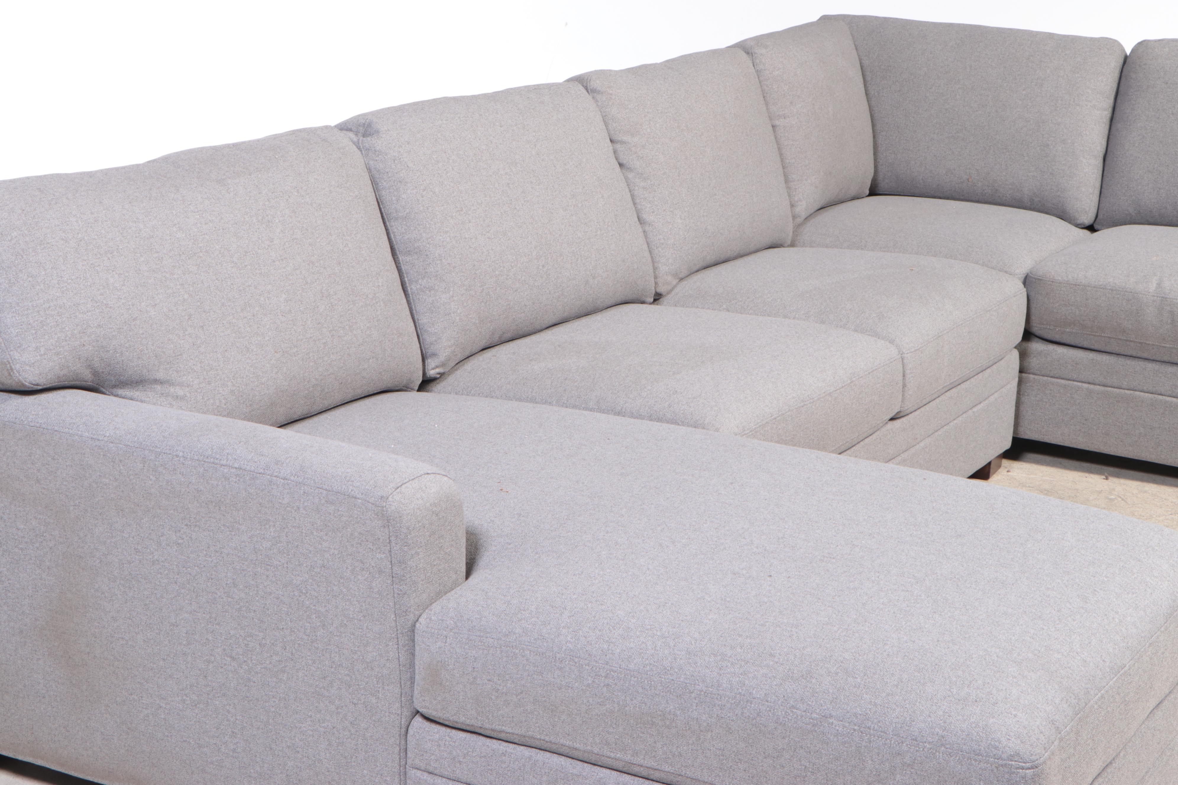 Thomasville "Langdon" Grey Fabric Sectional with Storage Ottoman EBTH