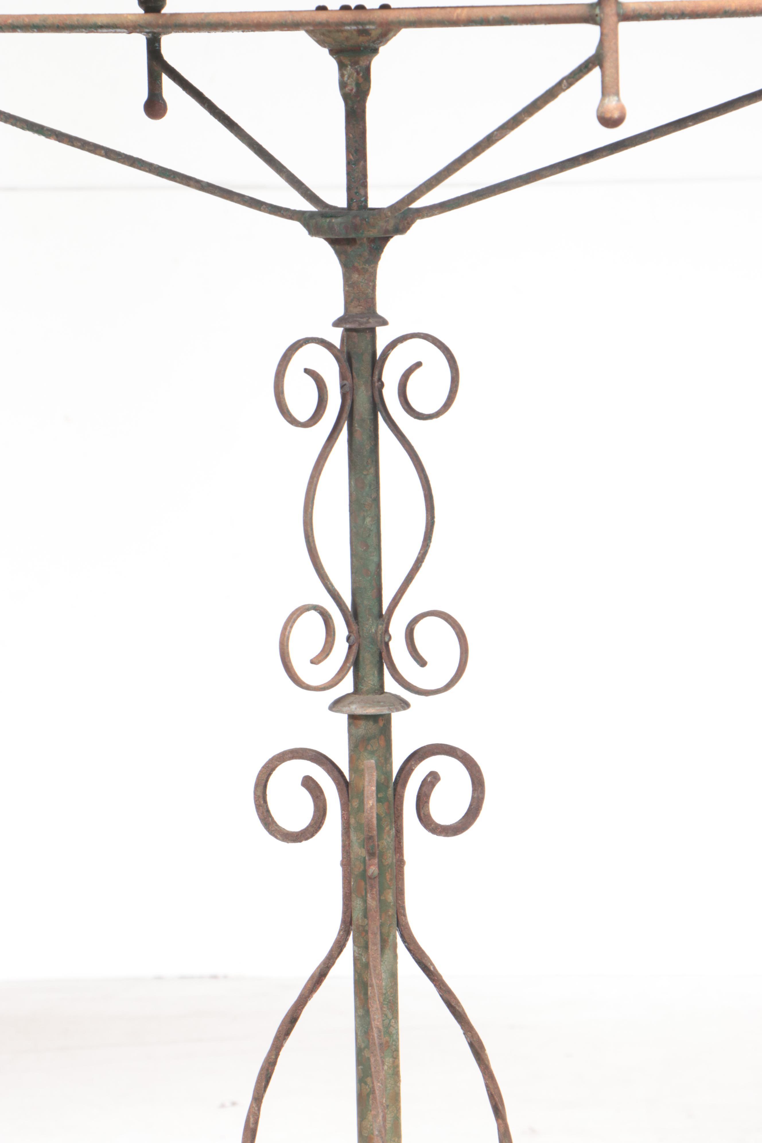Artisan Patinated Wrought Iron Bird Cage on Rotary Stand EBTH