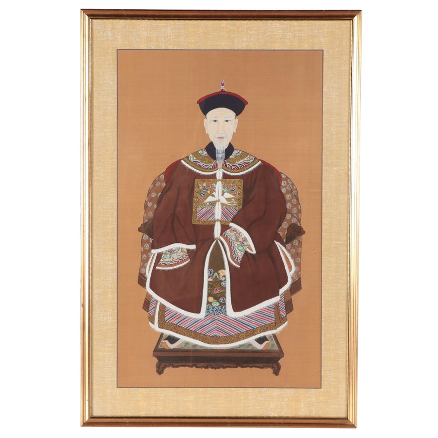 Chinese Gouache Ancestor Portrait