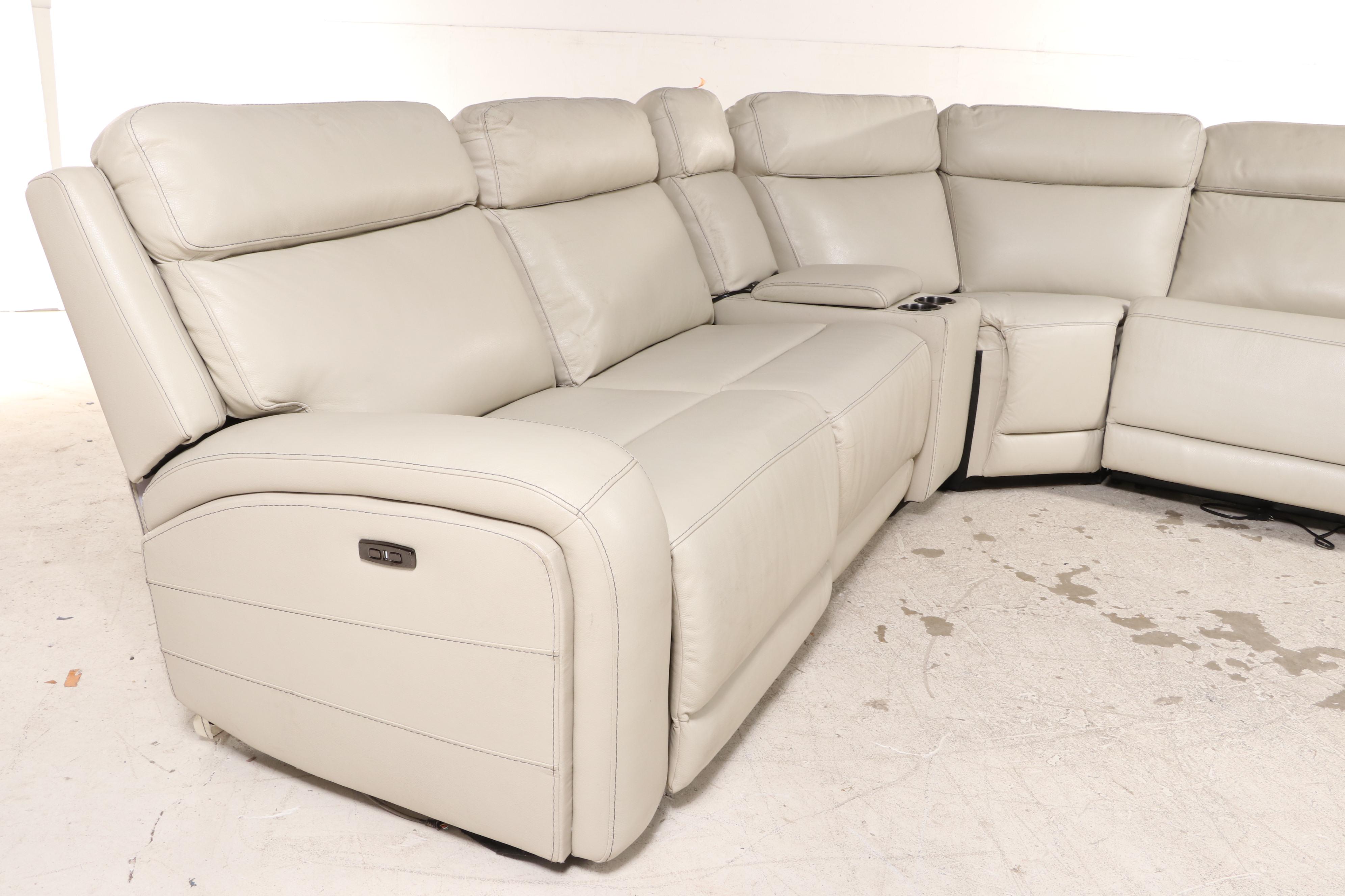 Gilman Creek "Gearhart" Ivory Leather Power Reclining Sectional | EBTH