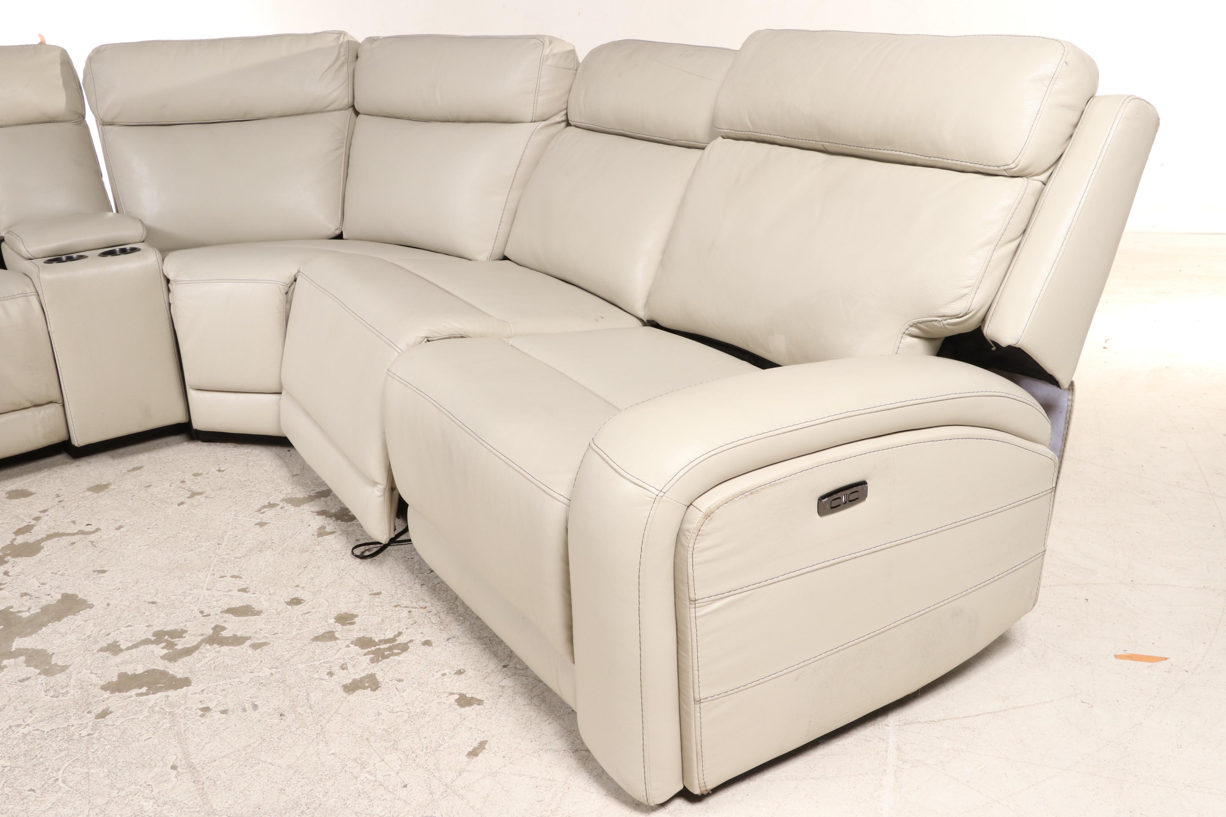 Gilman Creek "Gearhart" Ivory Leather Power Reclining Sectional EBTH