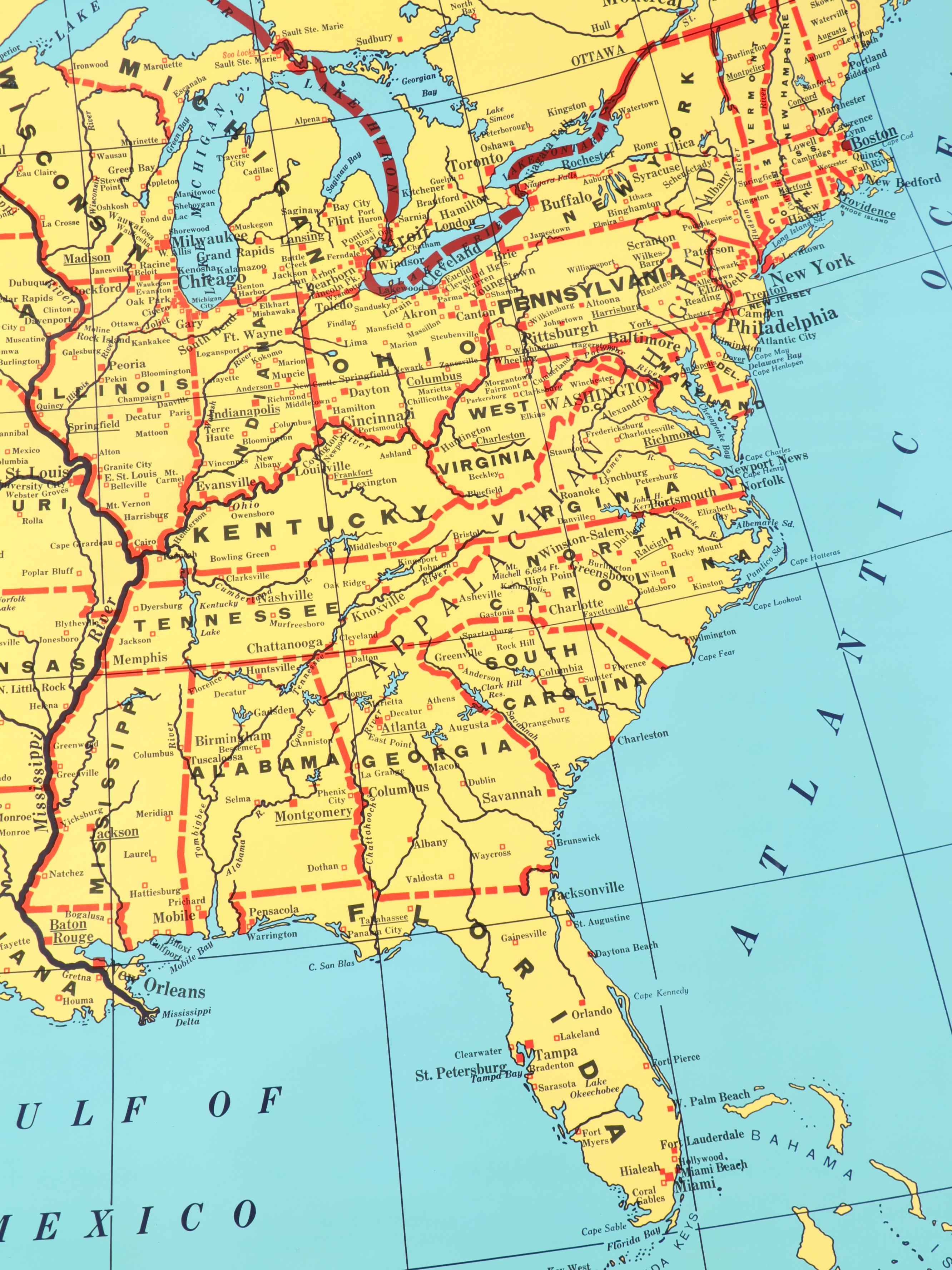 "Cram's Beginners Map of the United States" Wall Mount Classroom Map EBTH