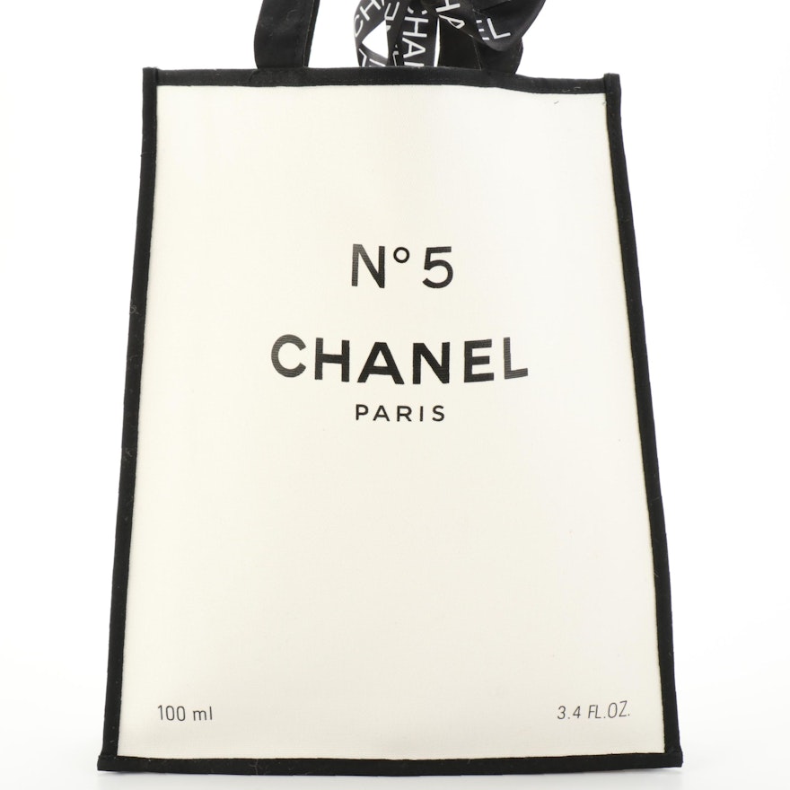 Chanel Beauté No. 5 Promotional Tote Bag in White Cotton Canvas