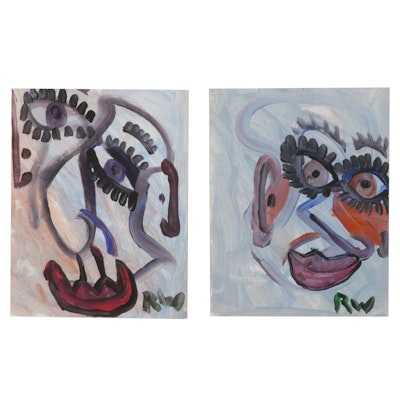 Robert Wright Abstract Portrait Acrylic Paintings