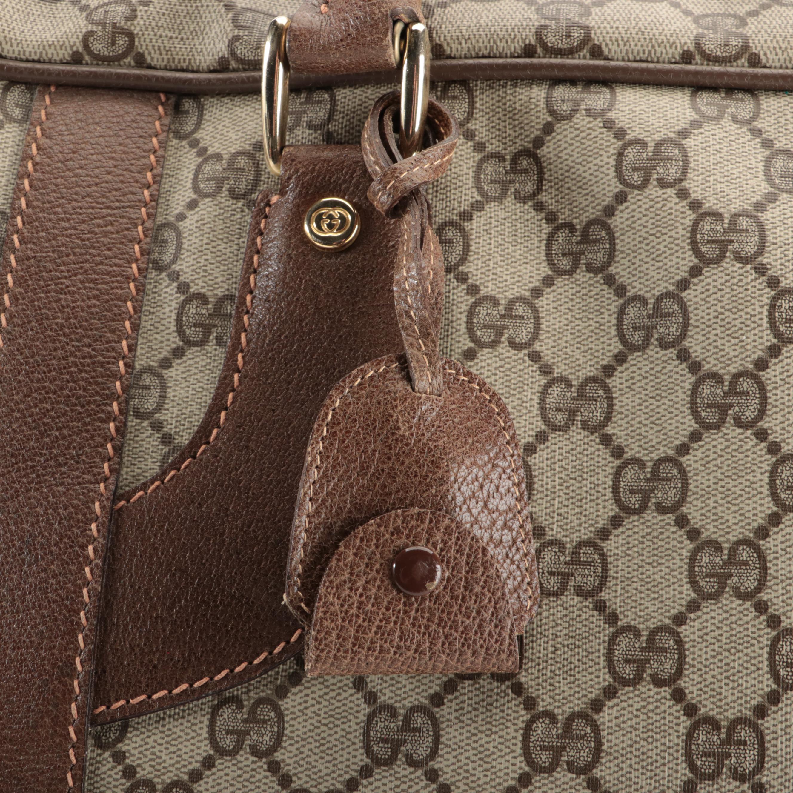 Gucci Large SoftSided Luggage Bag in GG Supreme Canvas and Leather