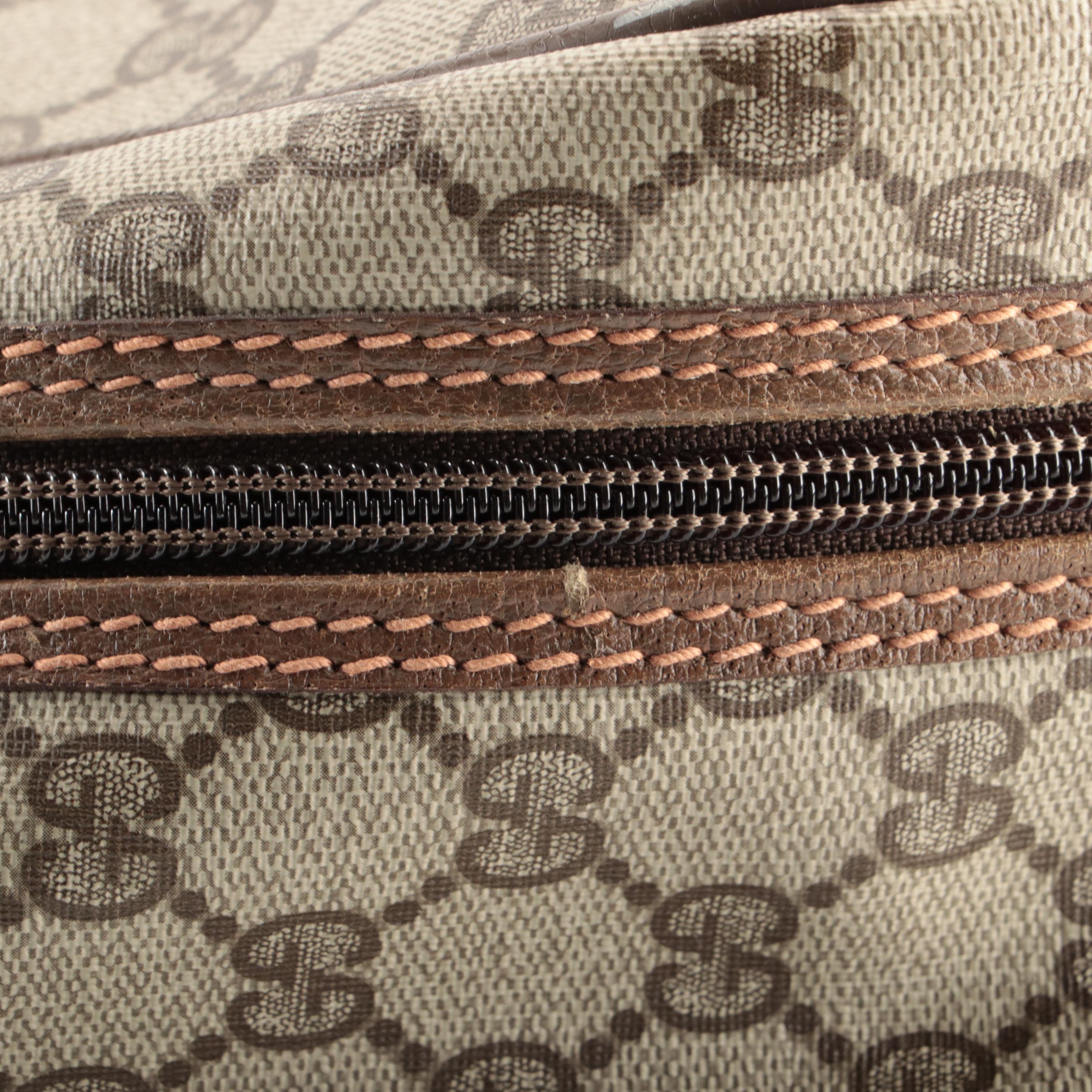 Gucci Large SoftSided Luggage Bag in GG Supreme Canvas and Leather