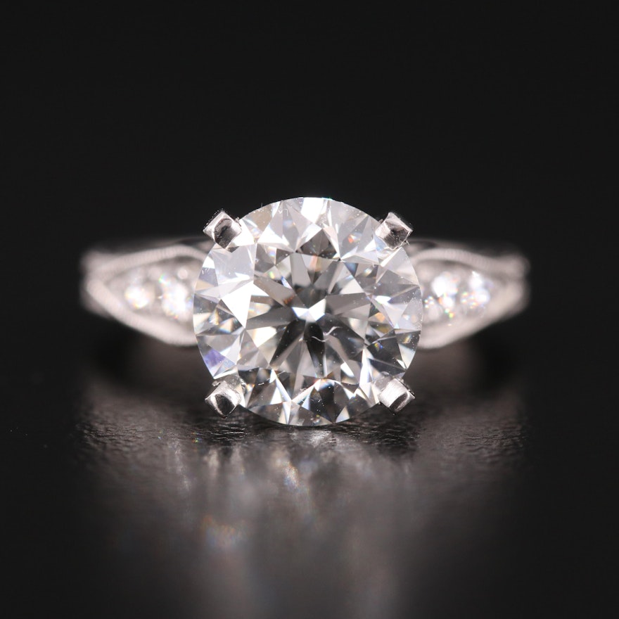 Platinum 3.44 CTW Lab Grown Diamond Ring with IGI Report