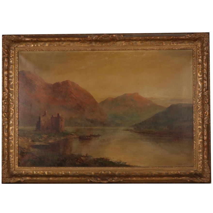 Francis Jamieson Oil Painting "Sunset on Loch Ranza"