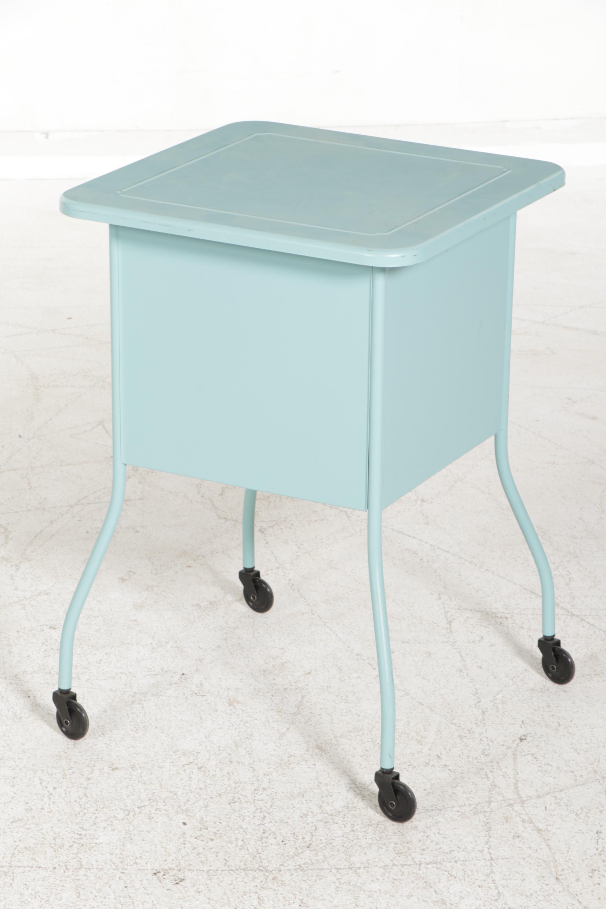 Contemporary IKEA Vettre Metal Bedside Table and Orange Wire Bench EBTH