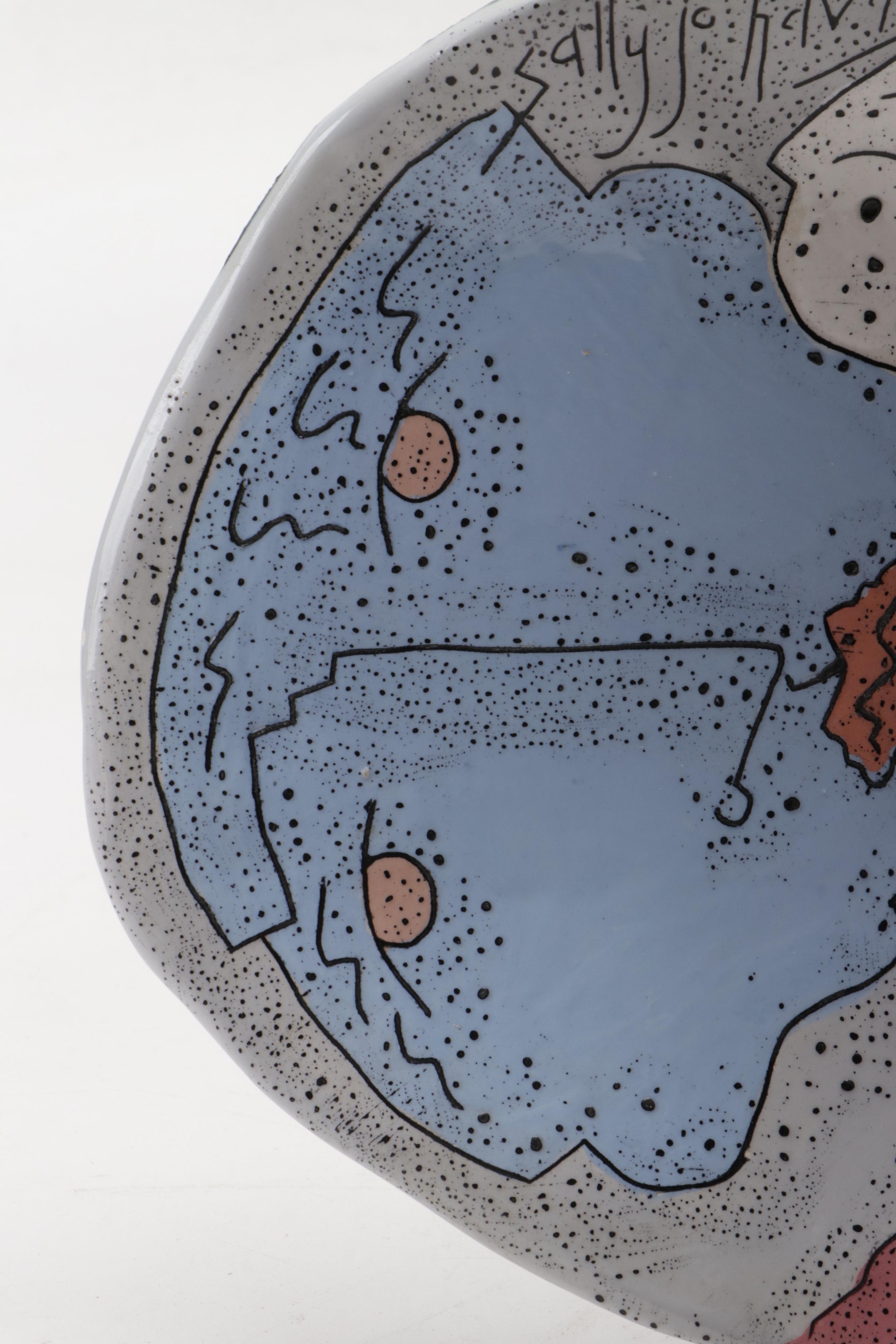 Sally Jo Havas "Face It" HandPainted Earthenware Console Bowl EBTH