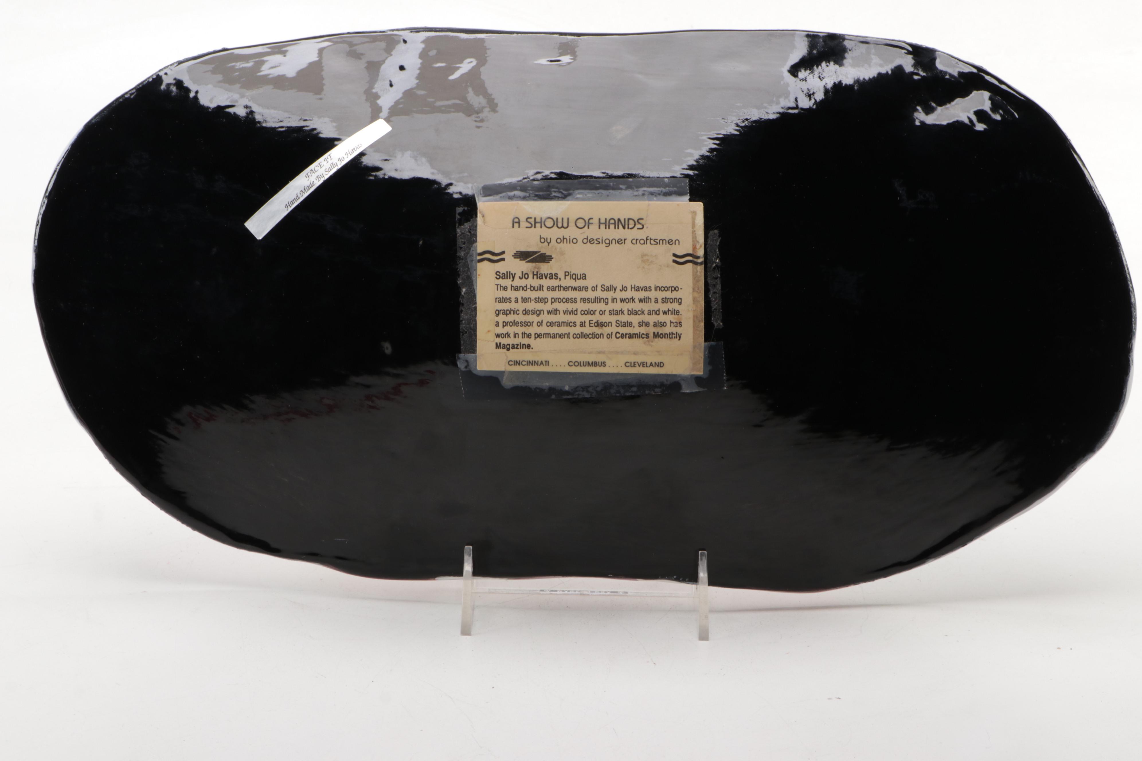 Sally Jo Havas "Face It" HandPainted Earthenware Console Bowl EBTH