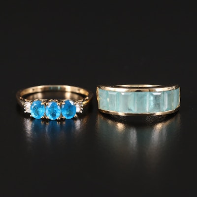 10K Grandiderite Band and Apatite and Diamond Ring