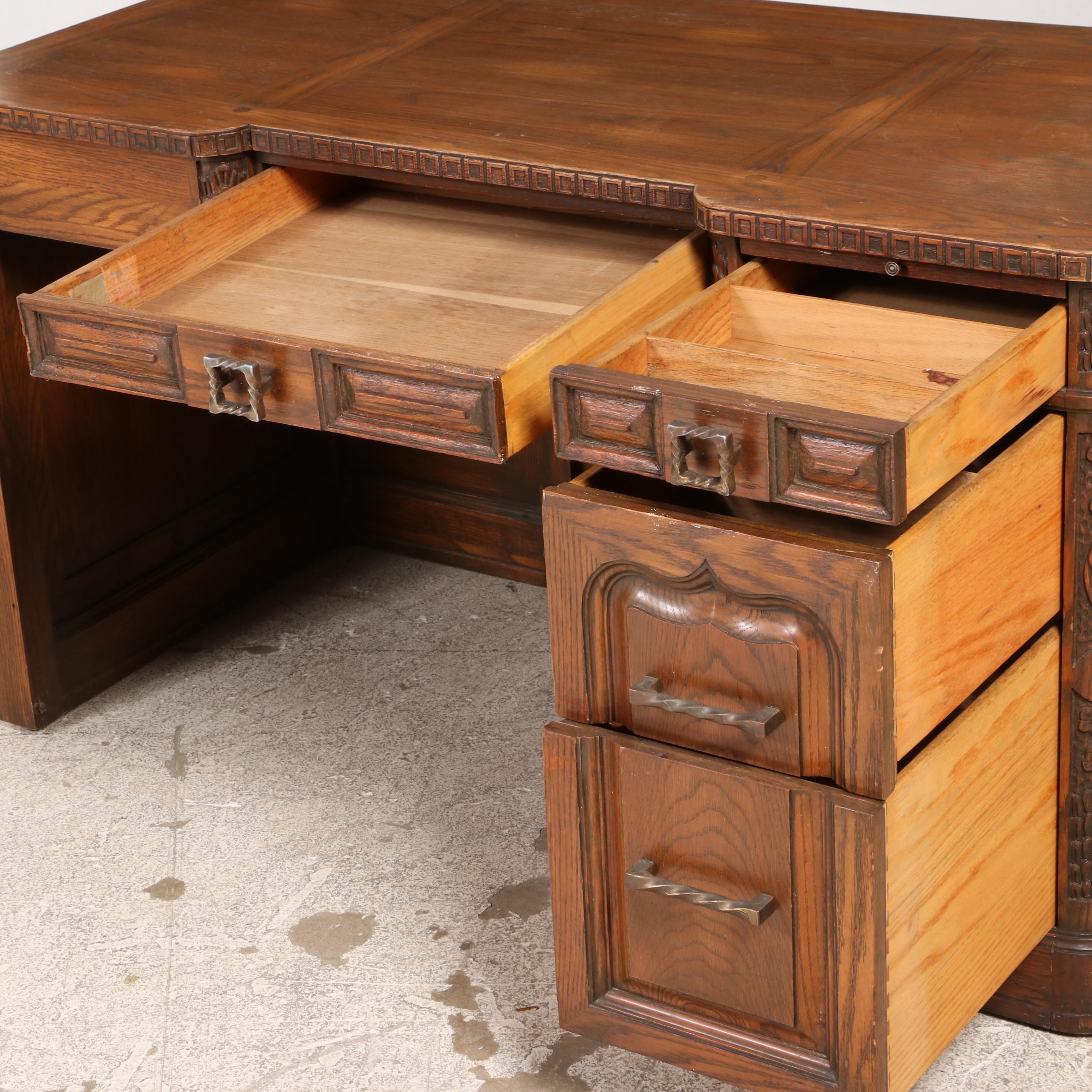 Romweber "Viking Oak" Kneehole Desk, Mid20th Century EBTH