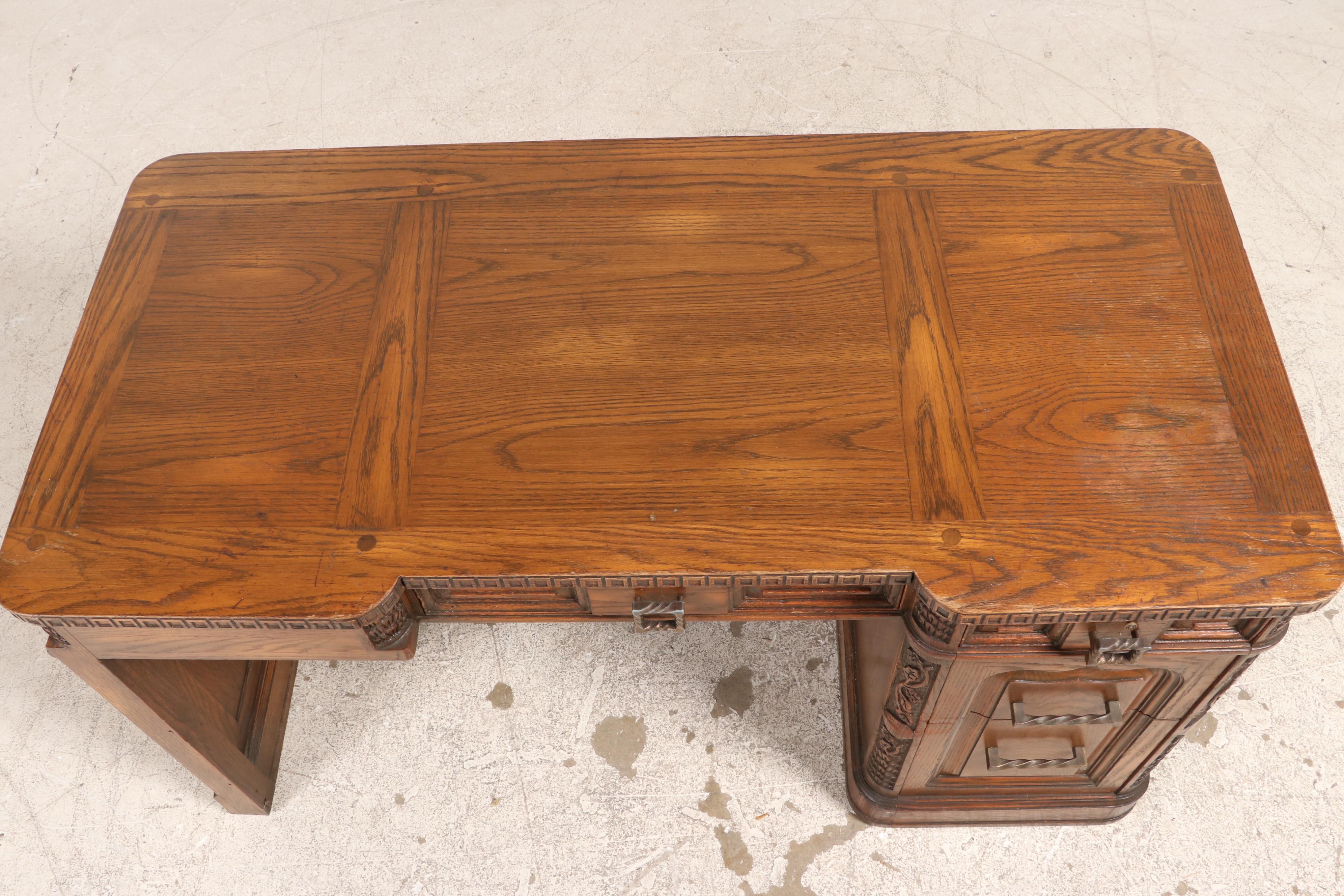 Romweber "Viking Oak" Kneehole Desk, Mid20th Century EBTH