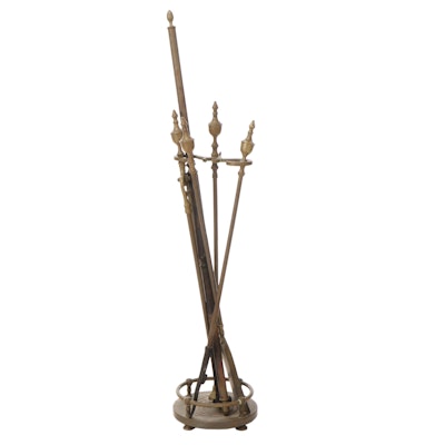 Brass Fireplace Tools with Stand