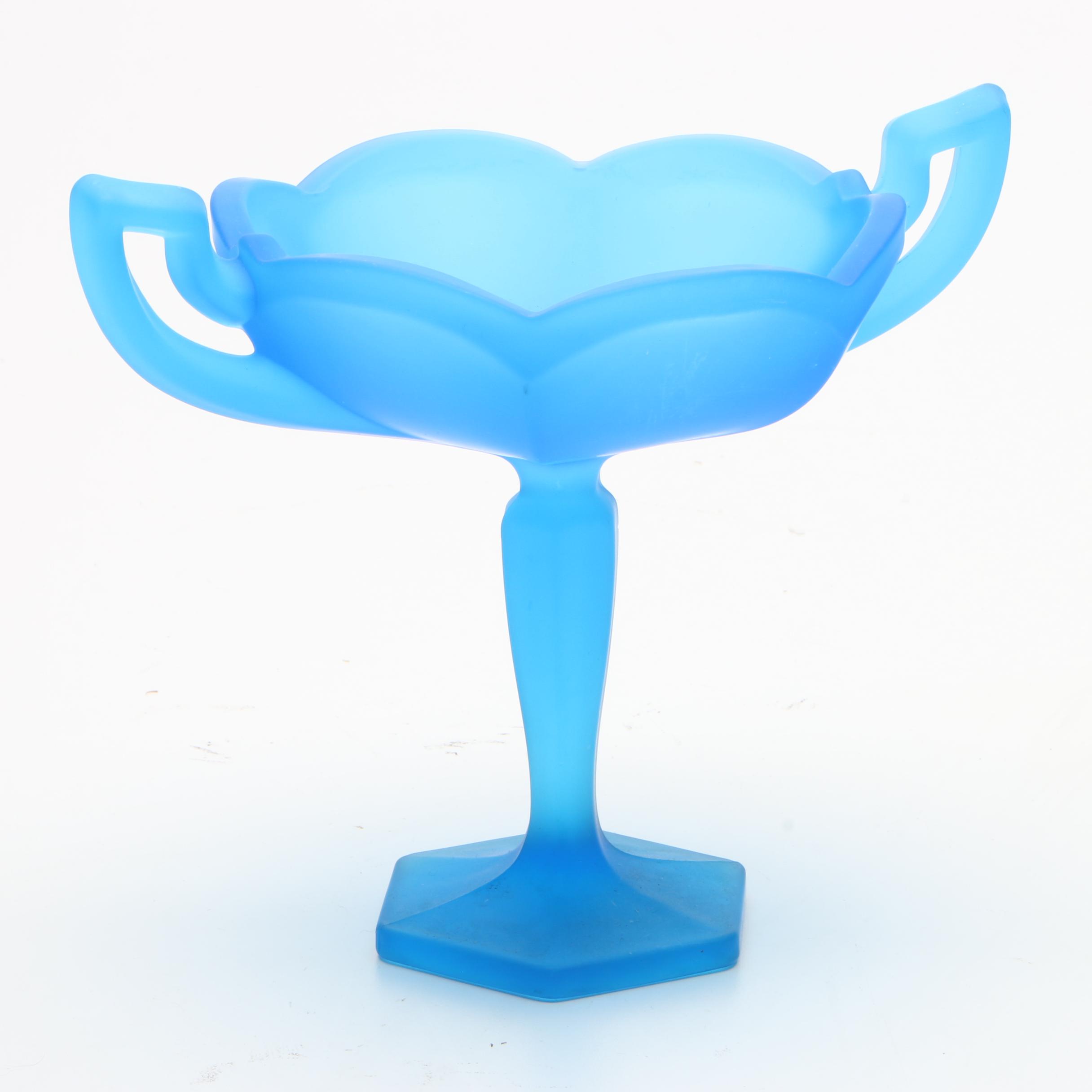 Westmoreland "Colonial" Pressed Blue Glass Candy Dish and Blown Glass Vase EBTH