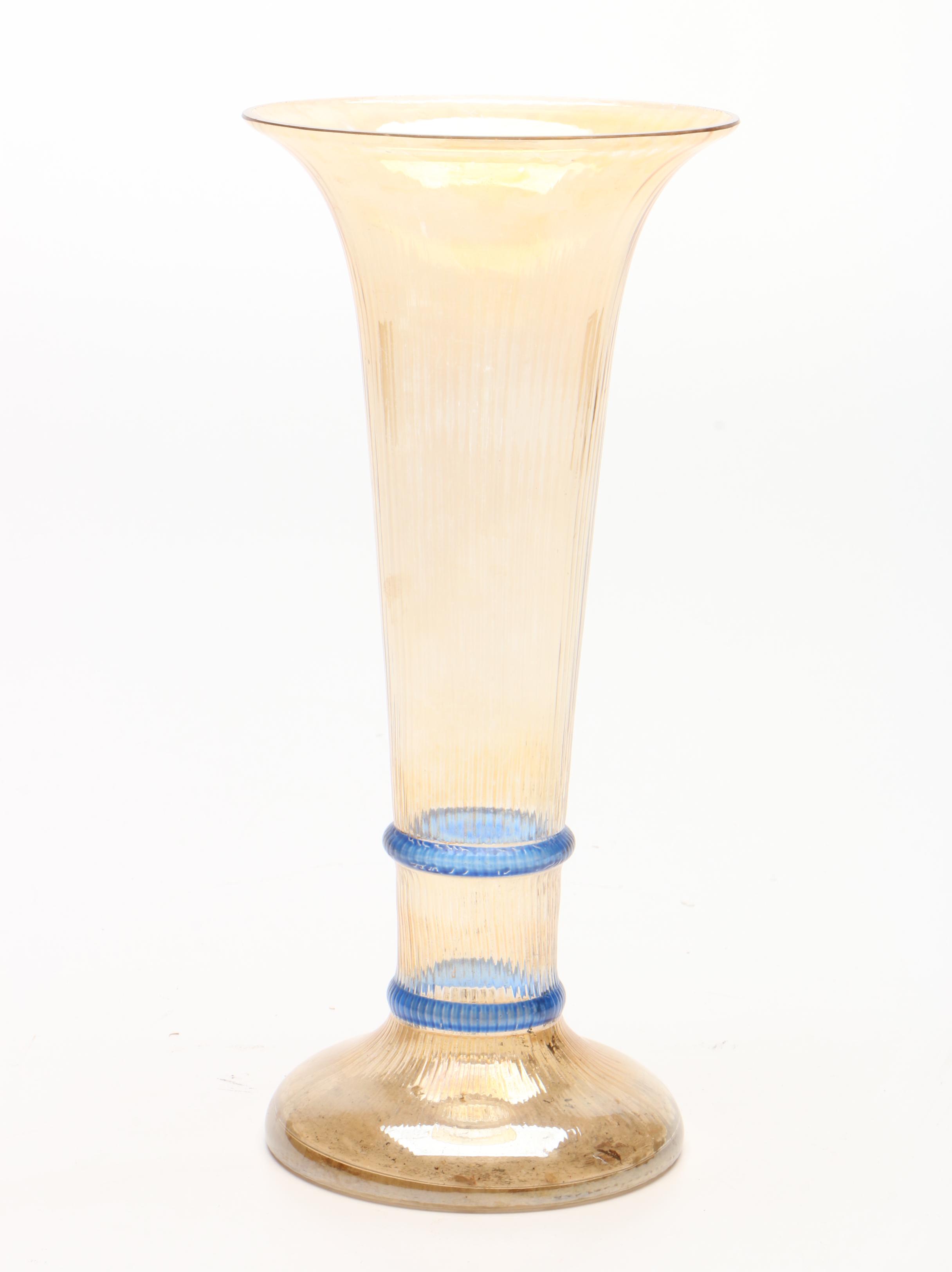 Westmoreland "Colonial" Pressed Blue Glass Candy Dish and Blown Glass Vase EBTH