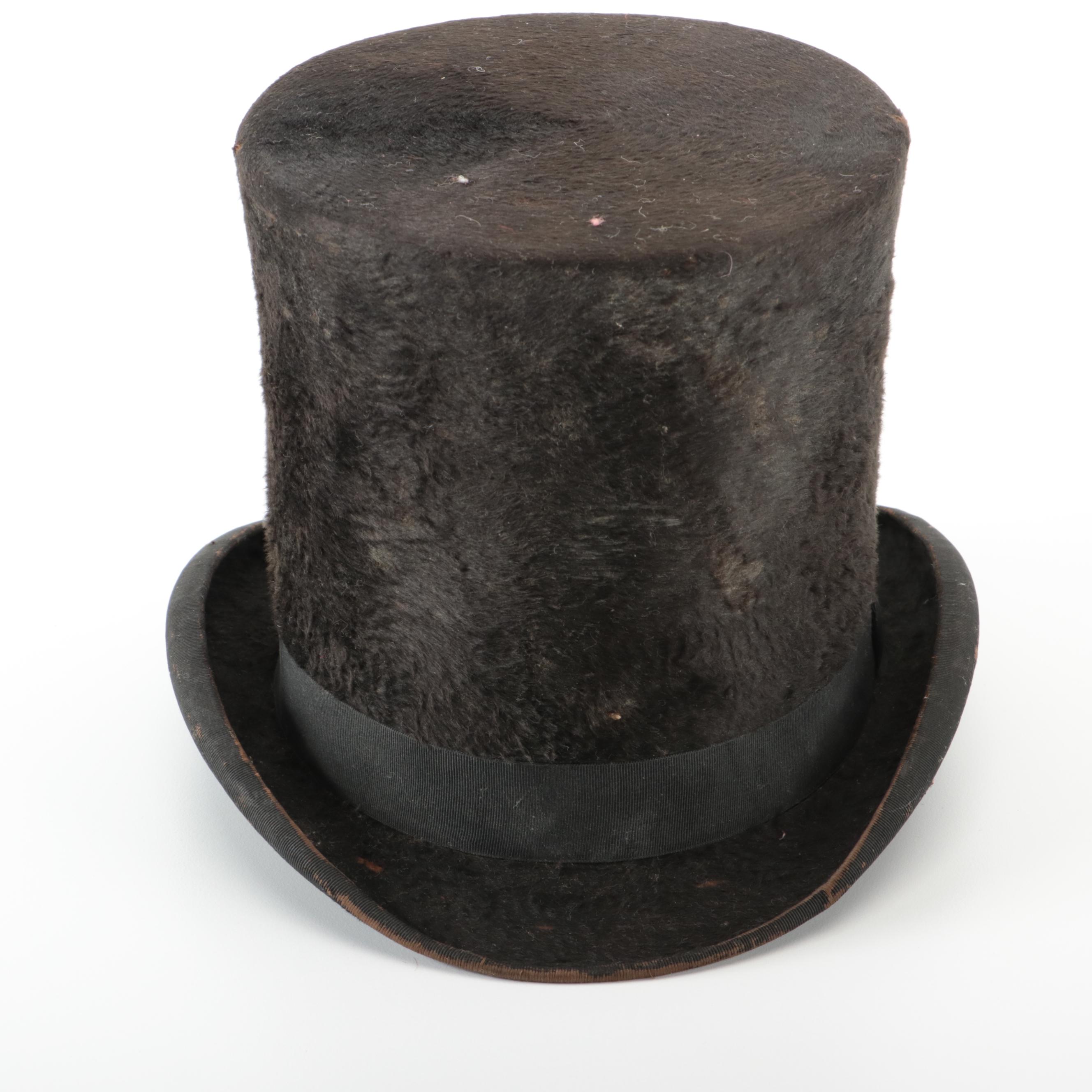 Victorian Era Beaver Fur Felt D'Orsay Style Top Hat EBTH