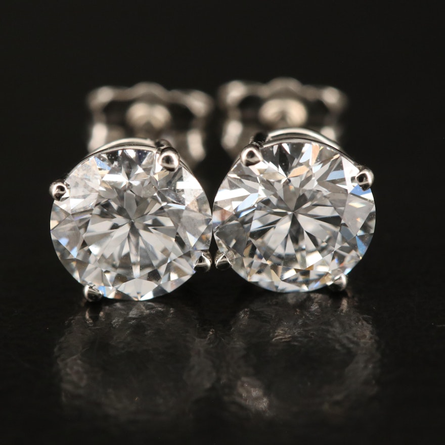 Platinum 2.19 CTW Lab Grown Diamond Stud Earrings with IGI Reports