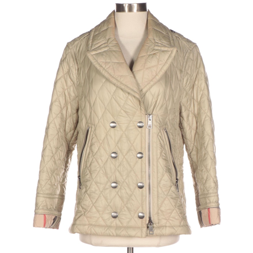 Burberry Brit Quilted Double-Breasted Jacket with 