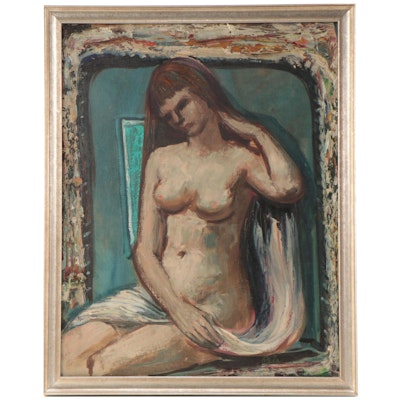 Albert Pels Oil Painting of Seated Female Nude