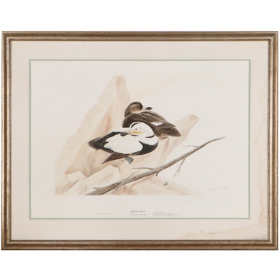 John A. Ruthven Hand-Colored Engraving "Labrador Duck," 1975