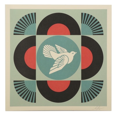 Shepard Fairey Offset Print "Geometric Dove - Black," 2021