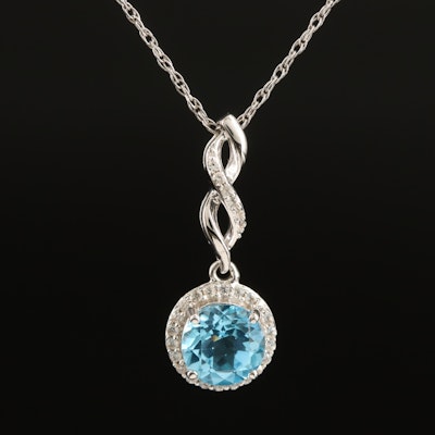 Sterling Swiss Blue Topaz and Sapphire Pendant Necklace