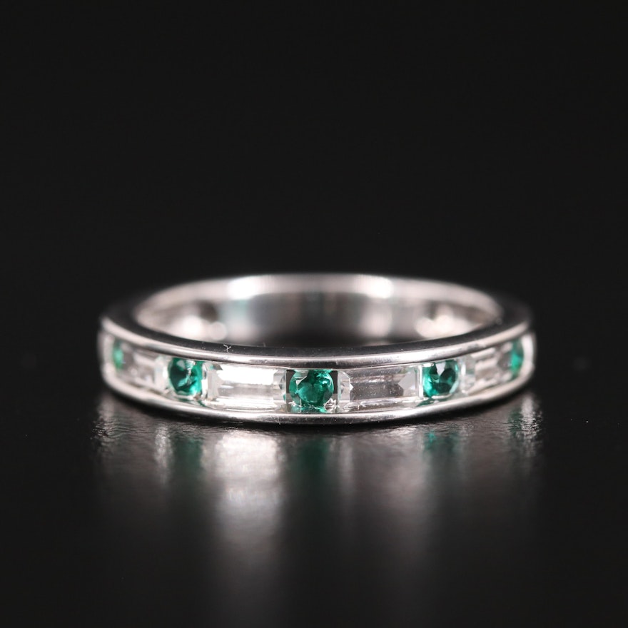 Sterling Emerald and Sapphire Band